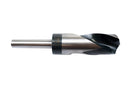 Side view of a 1-3/16" HSS reduced shank drill bit, showing the shank and pointed drill tip.
