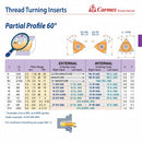 Carmex Internal Right Hand Partial Profile 55° Thread Turning Insert 48-16 TPI / 11 IR A60 P25C