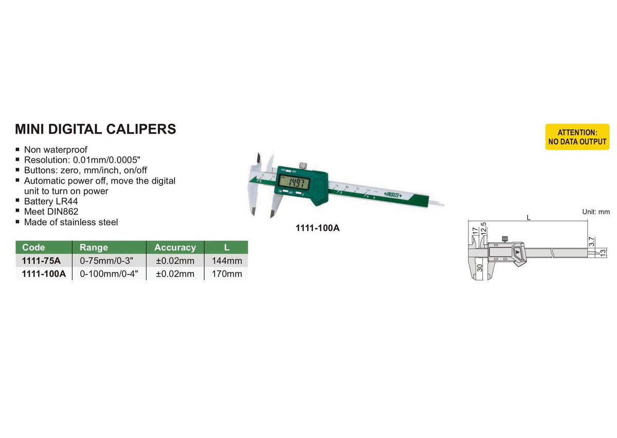 DIGITAL CALIPER - Insize 1111-75A 75mm / 3
