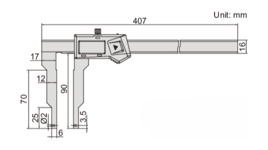 INTERCHANGEABLE POINT DIGITAL CALIPER - INSIZE 1124-300A 0-300mm / 0-12"