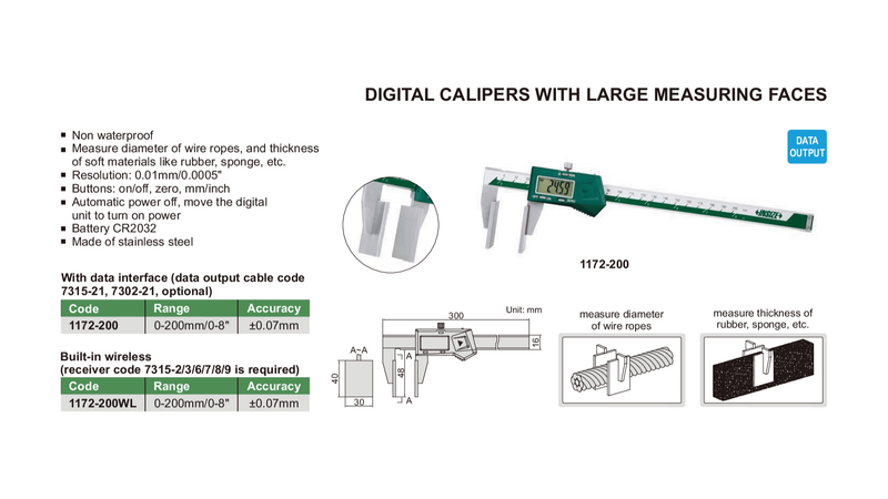 LARGE FACE DIGITAL CALIPER - INSIZE 1172-200 0-200mm / 0-8"