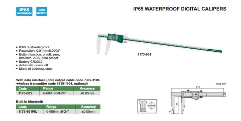 INSIZE 1173-601 Waterproof Digital Caliper