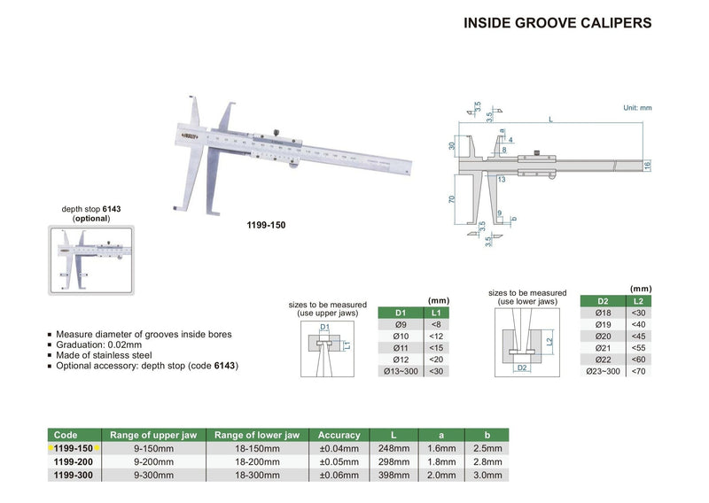 INSIDE GROOVE CALIPER 11-150MM - 1199-150