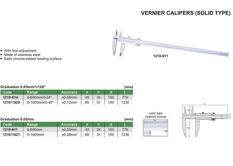 VERNIER CALIPER - INSIZE 1210-611 0-600mm