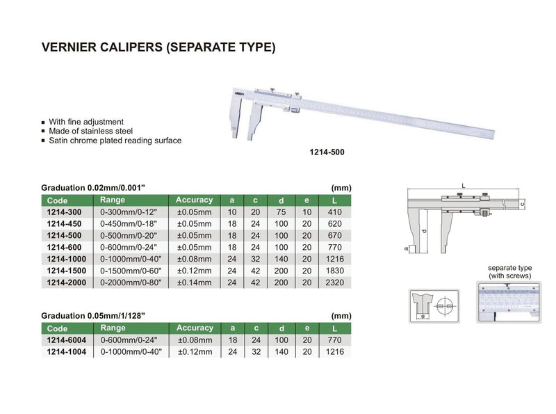 VERNIER CALIPER - INSIZE 1214-600 0-600mm / 0-24"