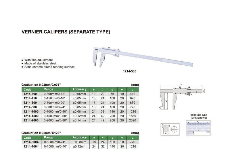 VERNIER CALIPER - INSIZE 1214-1000 0-1000mm / 0-40"