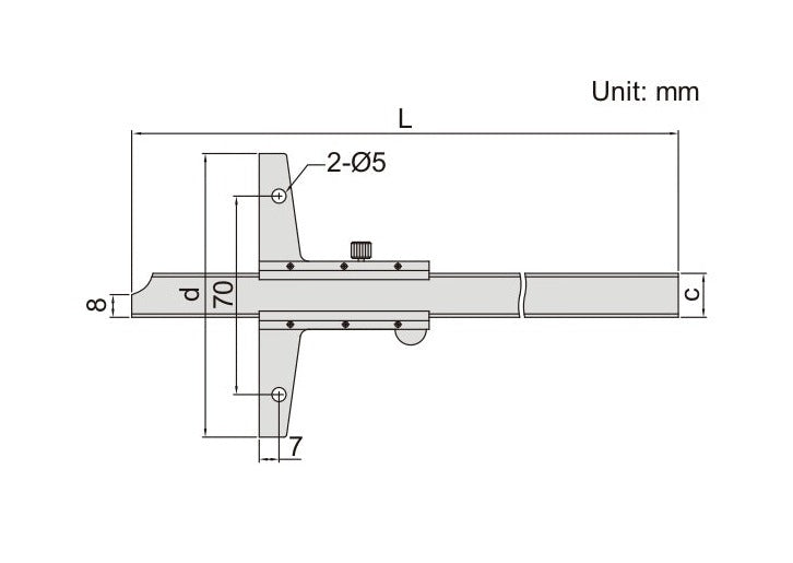 VERNIER DEPTH GAUGE - INSIZE 1247-200 0-200mm