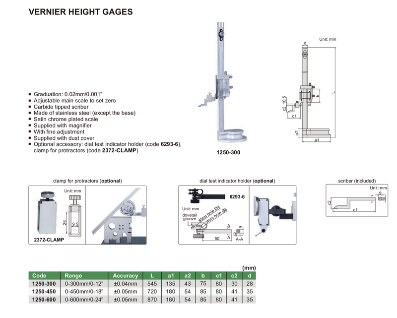 VERNIER DEPTH GAUGE 0-1000MM -1247-100