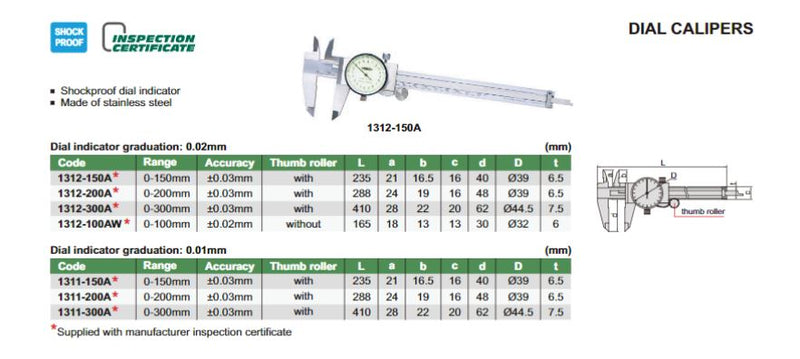 0-150mm | Dial Caliper | 1311-150A