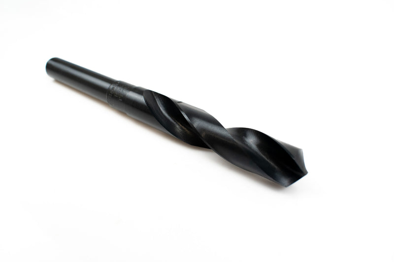 Profile of a 19/32-inch HSS reduced shank drill bit, emphasizing the reduced shank design for versatility