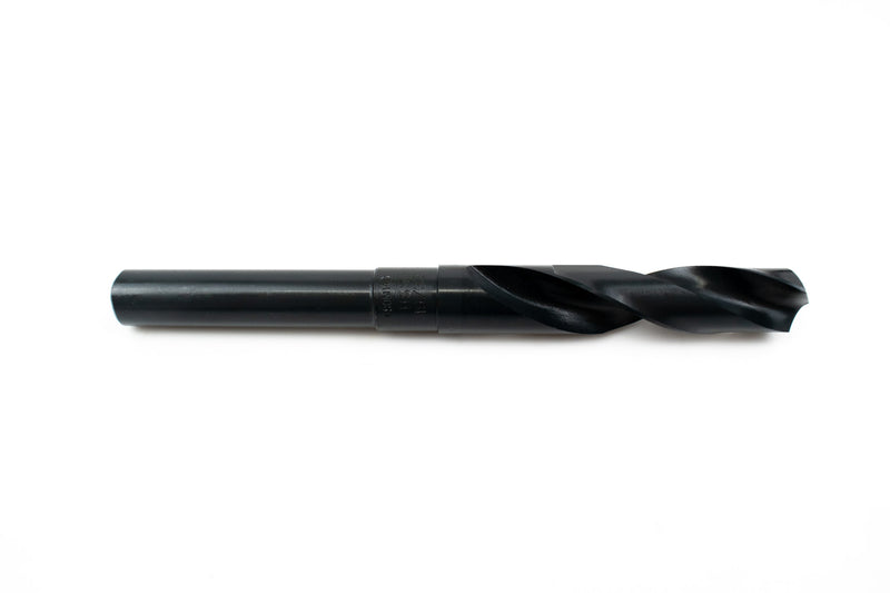 Side view of a 19/32-inch HSS reduced shank drill bit, showcasing the shank and drill tip