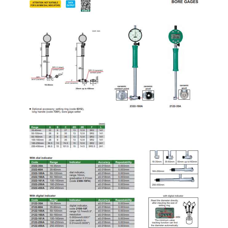 DIG BORE GAUGE 50-100MM- 2122-100A