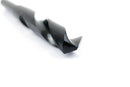Close-up of the drill point on a 23/32" HSS reduced shank drill bit, showcasing its precision tip.