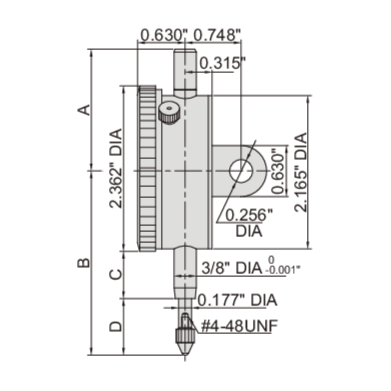 DIAL INDICATOR | 0 - 0.5" x 0.001" | INSIZE 2307-05