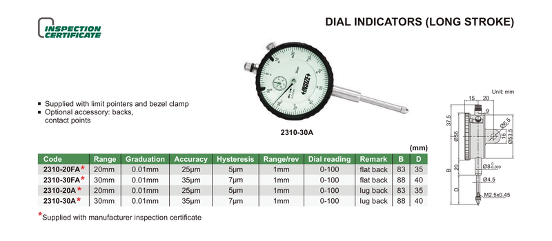 DIAL INDICATOR - INSIZE 2310-30A 30mm