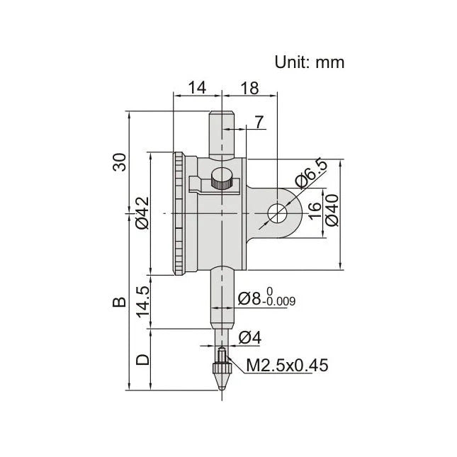 DIAL INDICATOR FLAT BACK 5MM - INSIZE 2311-5F