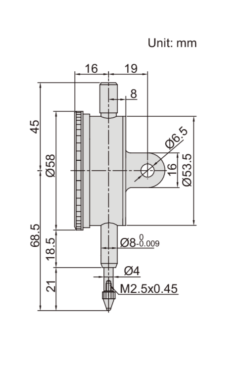 5MM DIAL INDICATOR SHOCKPROOF INSIZE 2314-5A