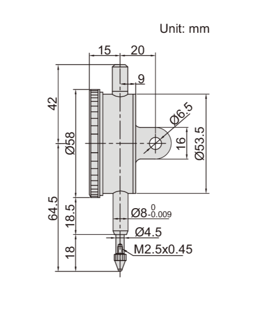 ONE REVOLUTION DIAL INDICATOR 1MM X 0.01 | INSIZE 2316-1