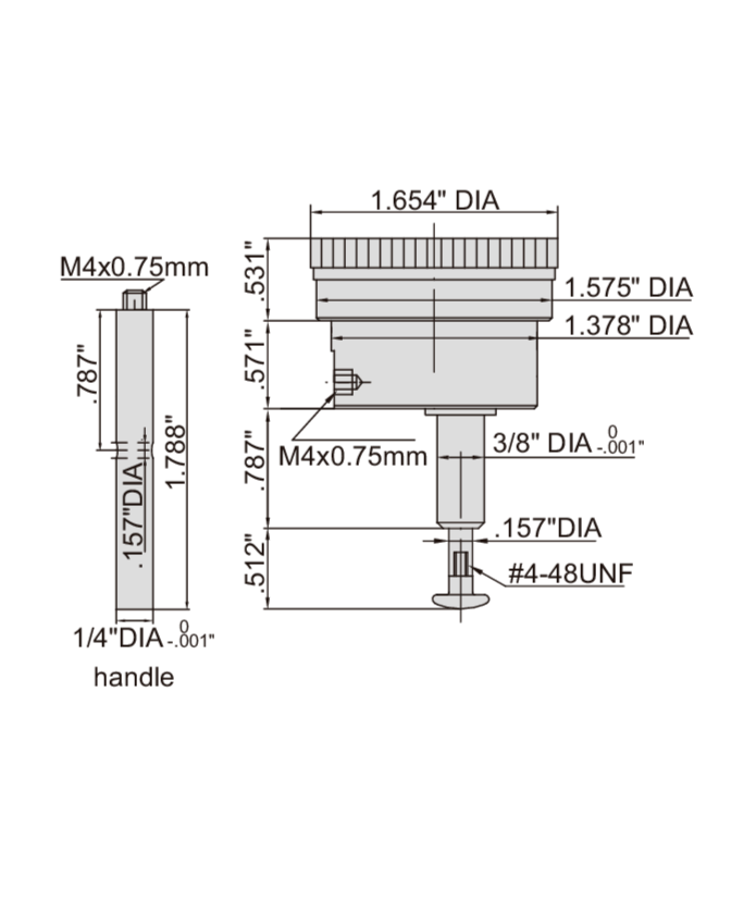 BACK PLUNGER TYPE DIAL INDICATOR 20MM - 2320-02