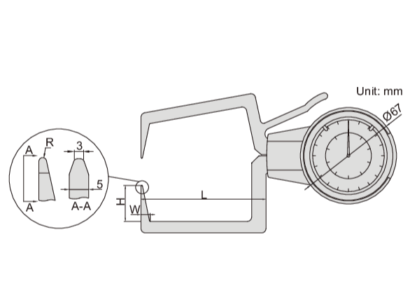 EXTERNAL DIAL CALIPER GAUGE | 0 - 20mm x 0.1mm | INSIZE 2333-201