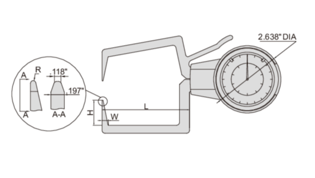 EXTERNAL DIAL CALIPER GAUGE .8-1.6" - 2333-E161