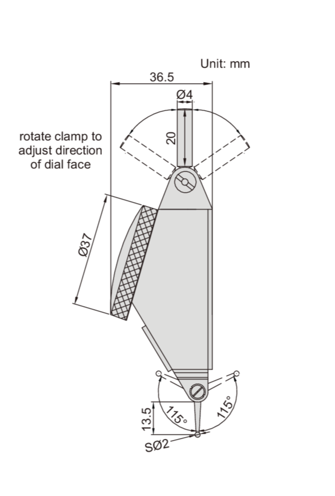 LARGE RANGE DIAL TEST INDICATOR | 0 - 1.6mm x 0.01mm | INSIZE 2386-16