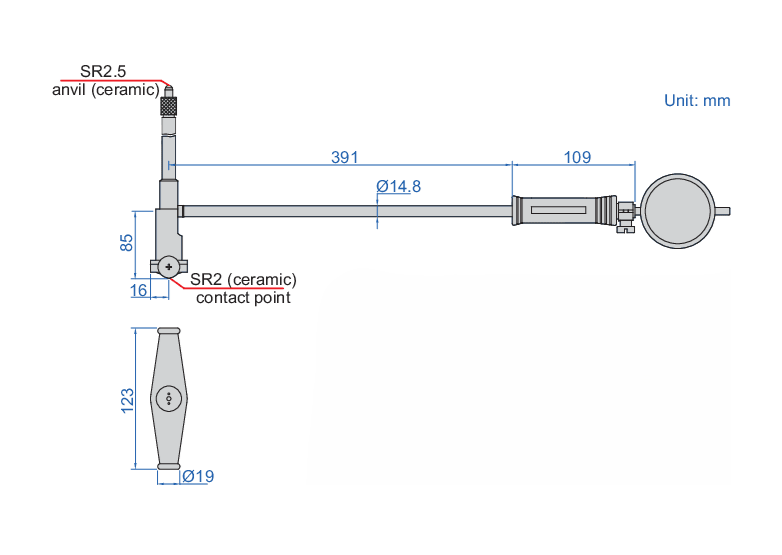 BORE GAUGE | 400 - 800mm x 0.01mm | INSIZE 2828-800A