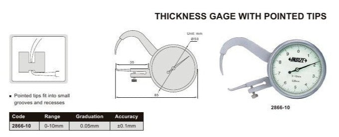 0-10mm x 0.05mm | Thickness Gauge 2866-10
