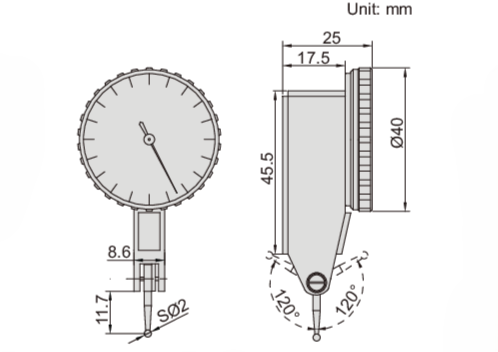 PRECISION DIAL TEST INDICATOR - Insize 2880-02R 0.2mm