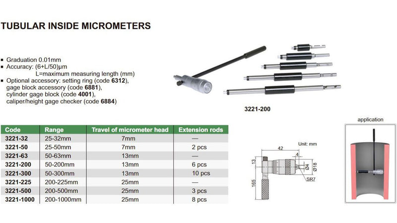 TUBULAR INSIDE MICROMETER - Insize 3221-32 25-32mm