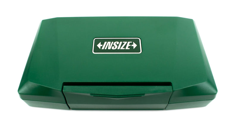 Insize 100mm 4101-A100 gauge block, stored in a sturdy hard plastic box to maintain precision and safety