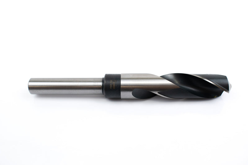 Side view of a 49/64" HSS reduced shank drill bit, showing the shank and pointed drill tip