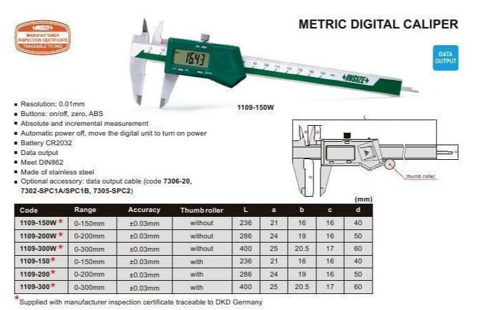 DIGITAL CALIPER - INSIZE 1109-150 0-150mm