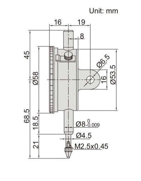 REVERSE READING DIAL INDICATOR | 0 - 10mm x 0.01mm | INSIZE 2801-10