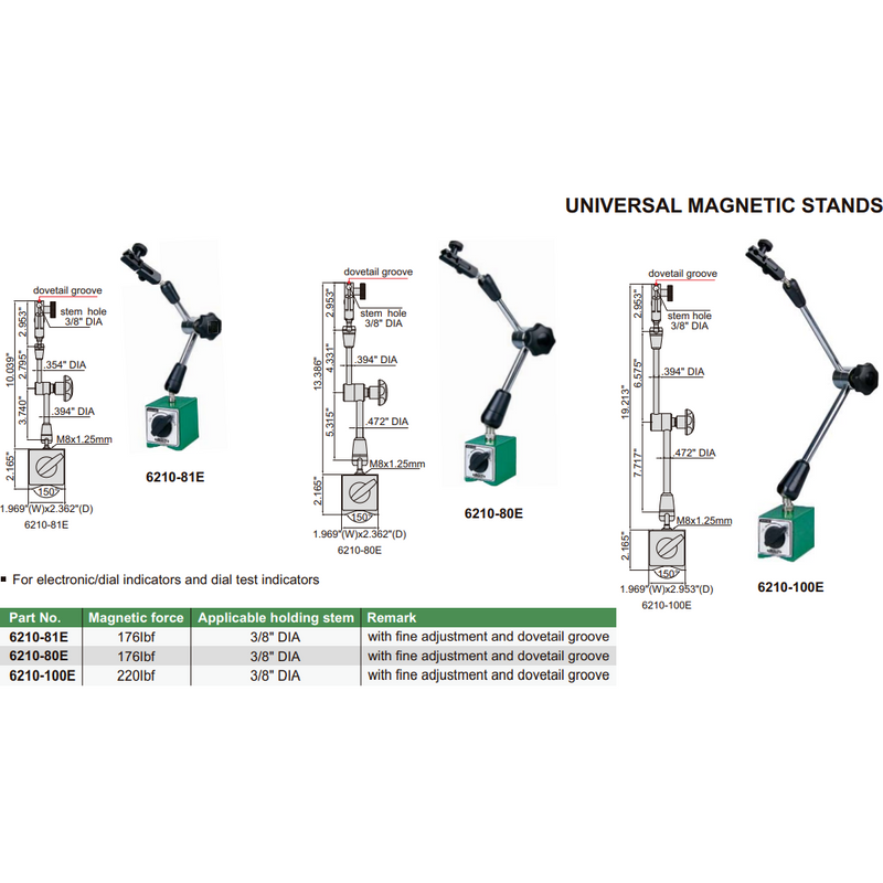 UNIVERSAL MAGNETIC BASE - INSIZE 6210-80E 176Lb