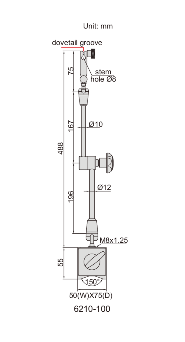 UNIVERSAL MAGNETIC STAND - INSIZE 6210-100 100Kg