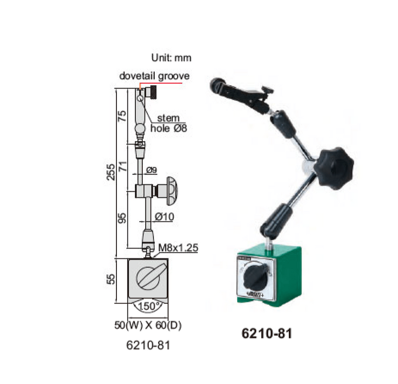 UNIVERSAL MAGNETIC STAND - INSIZE 6210-81 80Kg