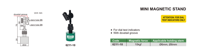 MINI MAGNETIC STAND - INSIZE 6211-10 10Kgf