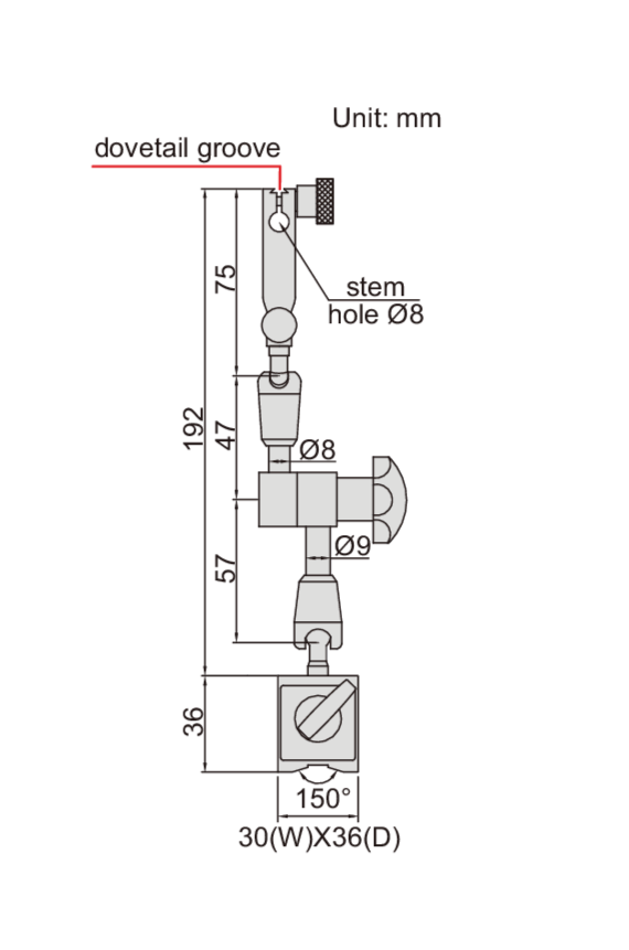 MINI MAGNETIC STAND - INSIZE 6224-40 40Kgf