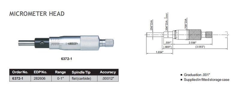MICROMETER HEAD - INSIZE 6372-1 0-1"