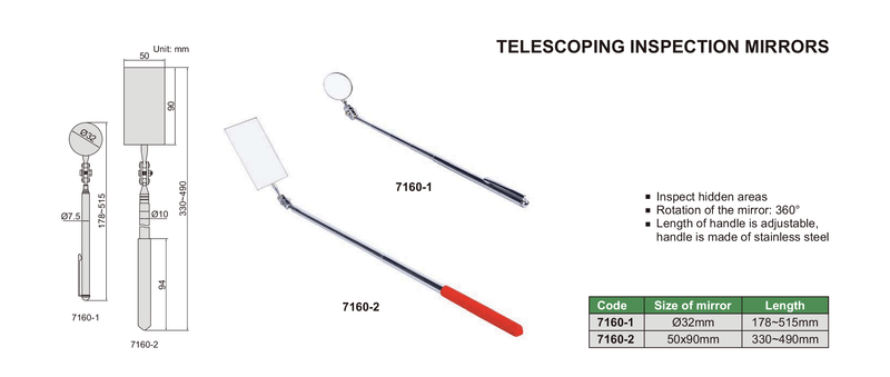 INSIZE TELESCOPING INSPECTION MIRROR | 7160-1