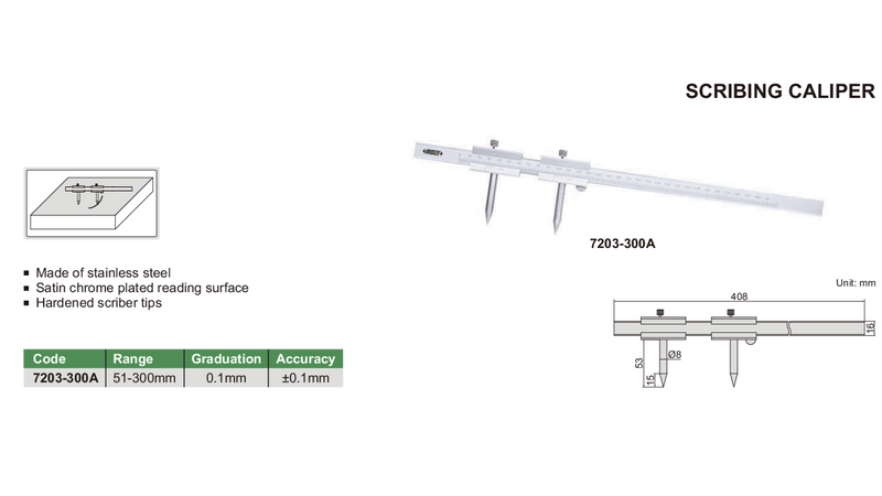 SCRIBING CALIPER - INSIZE 7203-300A 51-300mm