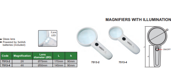 MAGNIFER WITH ILLUMINATION X2 | INSIZE 7513-2