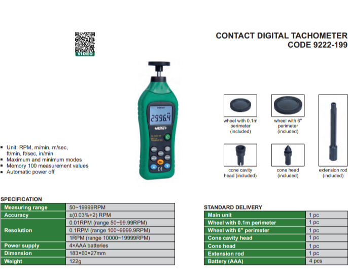 CONTACT DIGITAL TACHOMETER