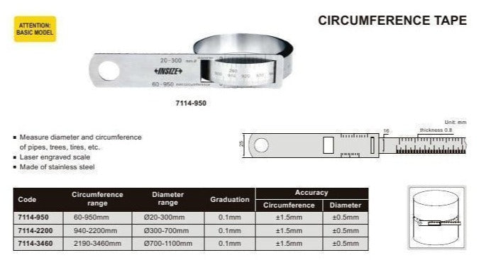 CIRCUMFERENCE TAPE - INSIZE 7115-950 150-950mm