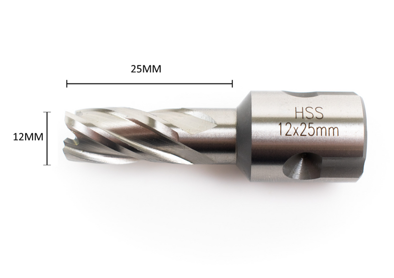 HSS ANNULAR CUTTER 12MM X 25MM D.O.C