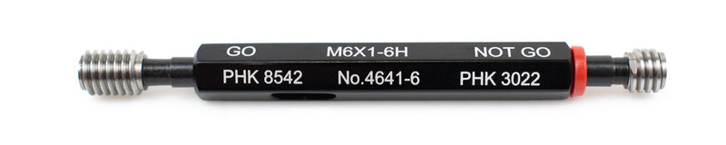 M6 x 1.0mm Insize Plus Thread Plug Gauge with Go and No-Go gauges, used for verifying thread dimensions according to ISO 1502 standards