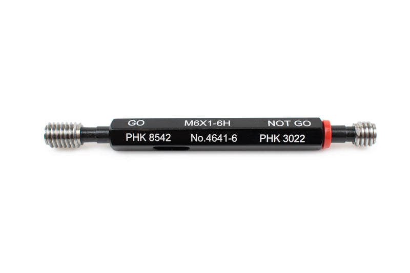 M6 x 1.0mm Insize Plus Thread Plug Gauge with Go and No-Go gauges, used for verifying thread dimensions according to ISO 1502 standards