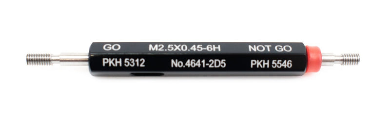 M2.5 x 0.45 Thread Plug Gauge, Item No. 4641-2D5, used for verifying the internal thread dimensions of M2.5 threaded holes.