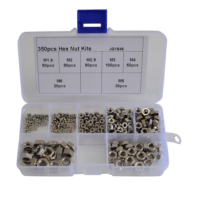 Stainless Steel Hex Nut 350pc Grab Kit Assortment